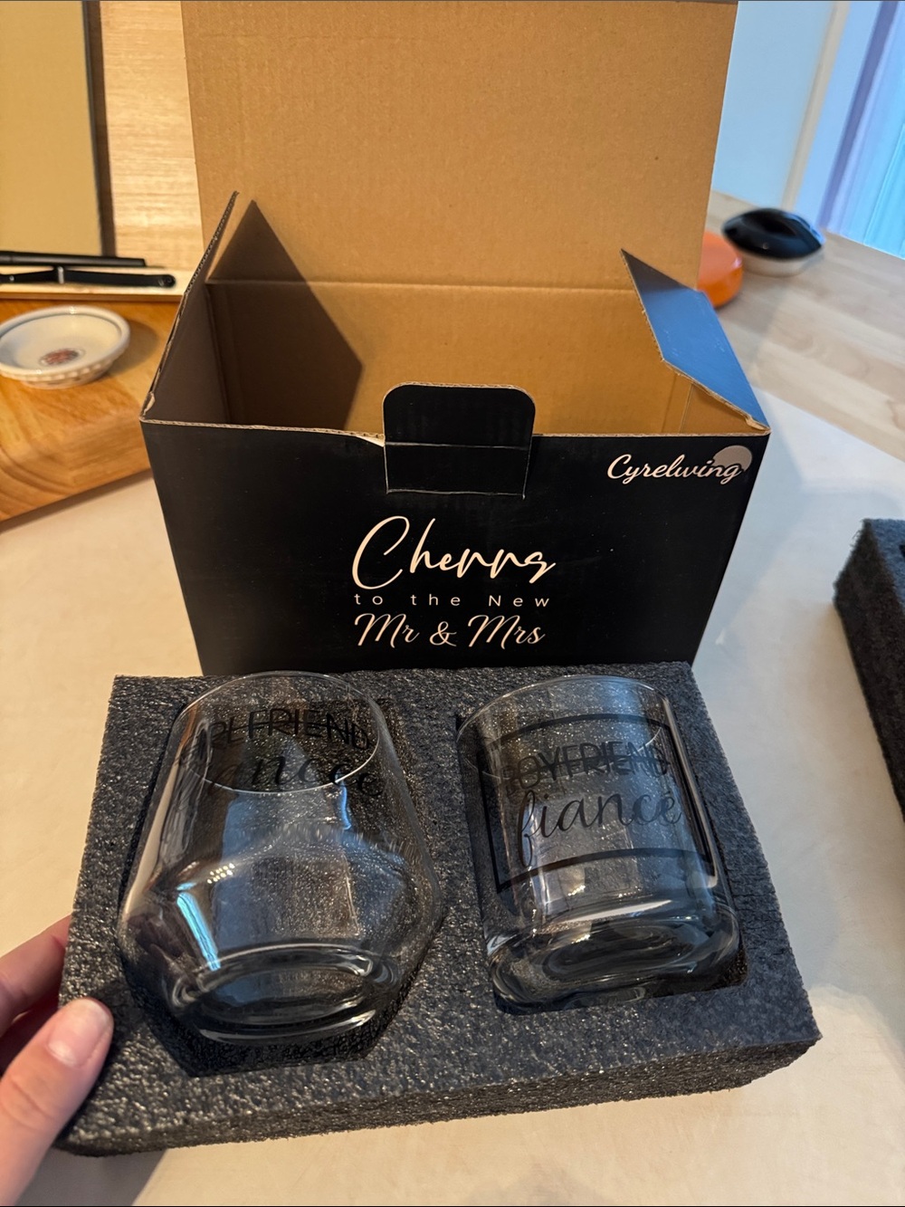 Future Mr & Mrs Glass Tumbler Set - Clear with Black Script (2-Pack)